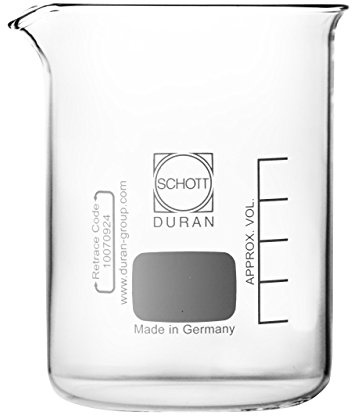 Becherglas 50ml mit Ausguss, niedere Form, hergestellt aus DURAN-Rohr, komplette Verpackungseinheit