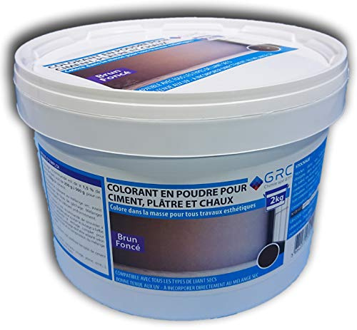 GRC – Colorante polvere per cemento, gesso e calce – 2 KG – Marrone Scuro