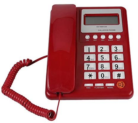 ASHATA Schnurgebundes Telefon Schnurtelefon, LCD Display DTMF/FSK Anrufer ID Desktop Telefon,Home Hotel Festnetztelefon Analog Telefon Tischtelefon mit Wahlwiederholung Flash-Funktion