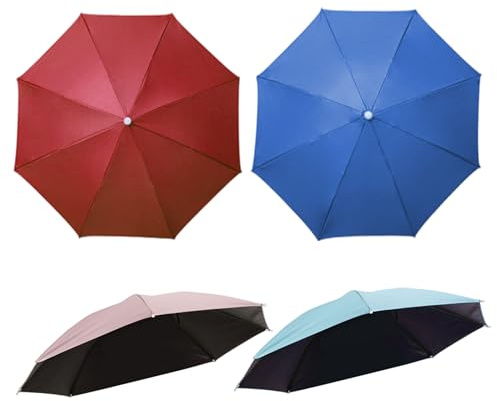 MOUNTTU Lot de 4 parapluies-Chapeaux, 68 cm, résistants aux UV, légers et Portables, avec Cordon de Serrage, pour la pêche, Le Jardinage, Le Golf, Le Parasol, Les Mains Libres en extérieur