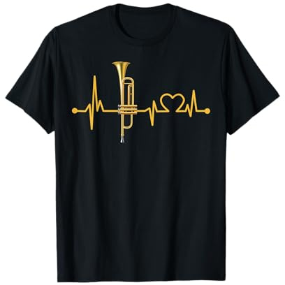 Trompeten-Herzschlag Hemd Lustiges Musik-Orchester-Geschenk T-Shirt