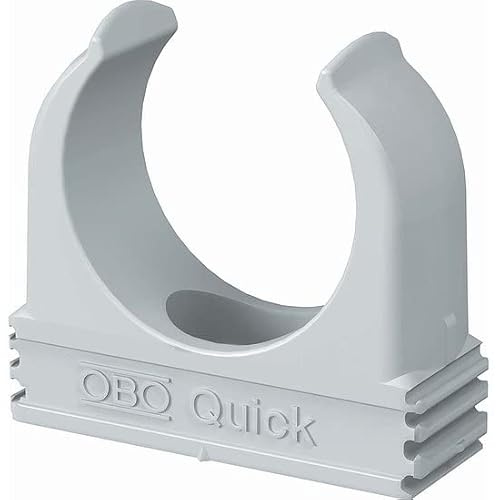 10x OBO Bettermann M25 Quick-Schellen | Klemmschelle | Rohrschelle | anreihbar | lichtgrau | 25mm | 10 Stück