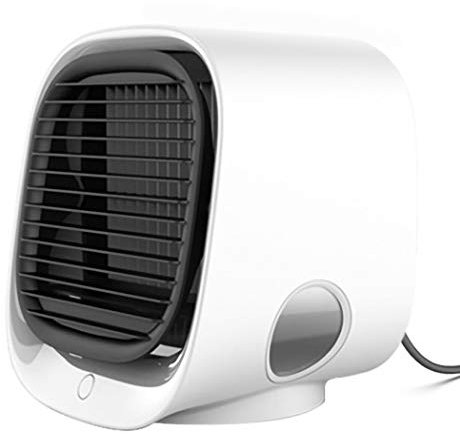 Dr.Lefran Climatiseur Portable, Refroidisseur d'air Mini USB 4 en 1 avec lumières LED 7 Couleurs, 3 Vitesses de Vent, Ventilateur de Bureau, pour Bureau à Domicile,Blanc
