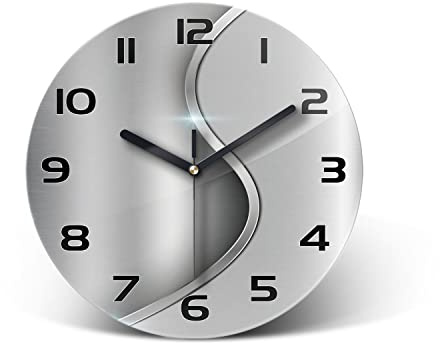 Tulup Glassuhr - 30 cm - Wanduhr Harlinedglas Uhr Realglas Küchensalon - Metall Abstraktion