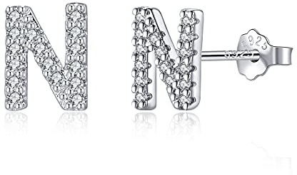 Bokstäver örhängen silver 925, initialer små örhängen för flickor damer födelsedag, Sterlingsilver