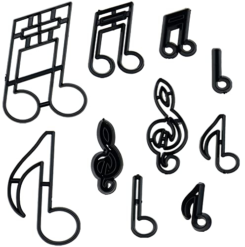 10 Pcs Music Theme Fondant Cookie Cutters Set for Anniversary Bridal Engagement Cake Decorating DIY Sugar Craft Cutting Tool