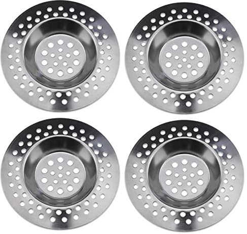 Filtro da Scarico per Lavandino.4 Pezzi Protezione per lo Scarico in Acciaio Inox(Ø 73mm Esterno Ø 45mm Interno)Cucina Sink Strainer.Filtro per Lavello da Bagno per Raccogliere Capelli,Lavelli,Vasca
