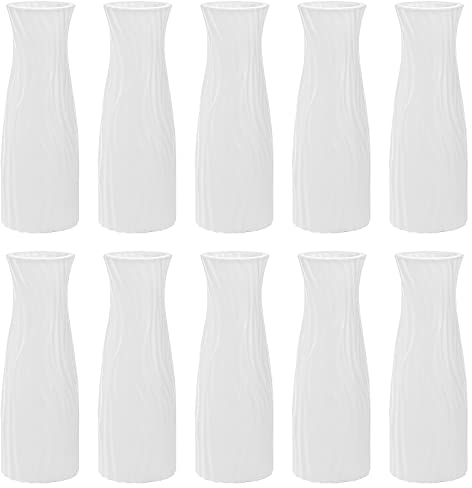 SOUJOY Lot de 10 vases à Fleurs en Plastique Composite, Blanc, Petit Grand Vase Floral Conique pour décoration d'intérieur, centres de Table, vases incassables pour décoration de Salon