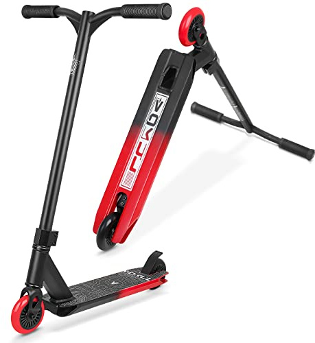 VOKUL Complete Pro Scooter for Kids Boys Girls Teens Up 6 Years - Freestyle Tricks Pro Stunt Scooter (Red)