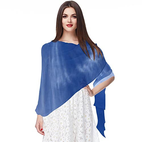 Chiffon-Schal, leicht, weich, transparent, für alle Jahreszeiten, dunkelblau, klar, Mehrfarbig