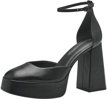 Tamaris Damen Pumps mit Riemen Vegan Blockabsatz; Black/schwarz; 39 EU