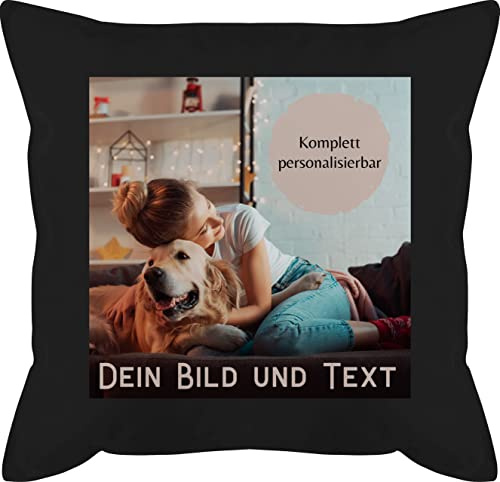 Kissen 50x50 - eigenem - Foto Bild Geschenk I Dein Bild und Text - 50 x 50 cm - Schwarz - fotokissen fotopolster selbst drucken Logo schmusekissen photokissen Geschenke zum beschriften
