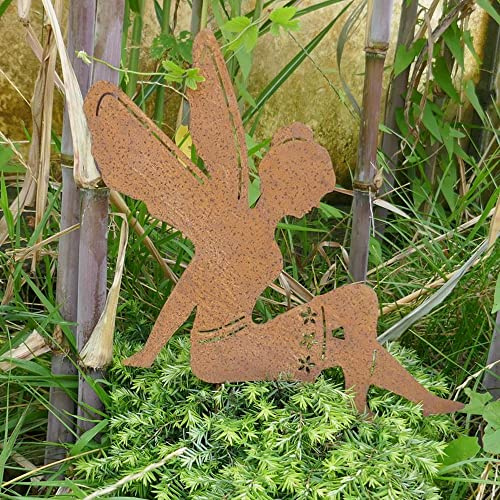 Storm's Gartenzaubereien Gartenstecker Elfe - Fee in Rostoptik 35cm x 30cm zum Stecken für die Gartendeko