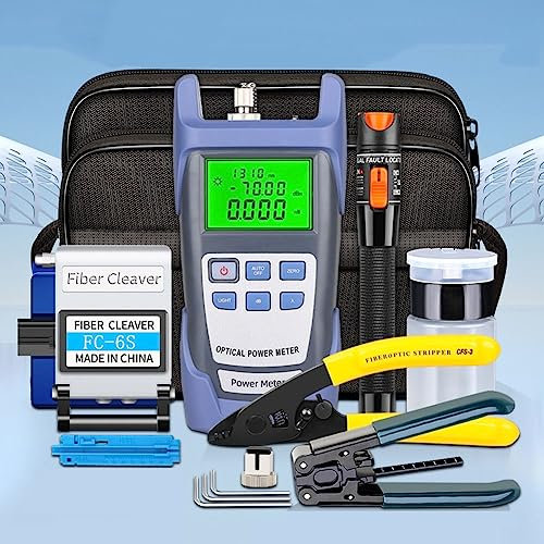 Kit de herramientas de fibra óptica, herramientas de limpieza de fibra con cortador de fibra, -70~+10dBm Medidor de potencia óptica Localizador visual de fallas 10mw, alicates pelacables puertos CFS-3