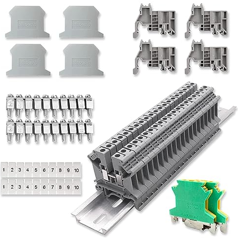 yotutun Bloques de Terminales de Carril DIN, UK-2.5B Kit de Bloques de Terminales de Riel Cableado Rápido Enchufable Bornes Conexion Electrica para Proyectos de Automatización de Bricolaje