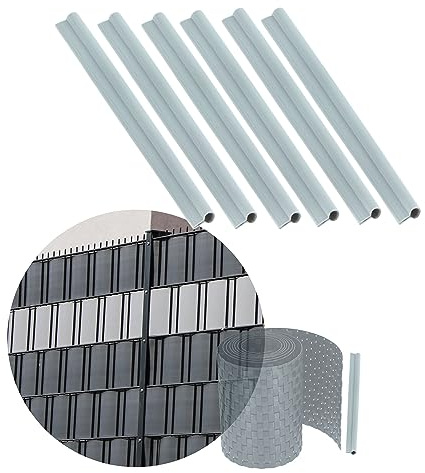 KADAX 6er Set Klemmschienen für Sichtschutzstreifen, Befestigungsclips aus Kunststoff, Klemmstreifen, Clips für Zaunfolie, Endclips (Set, Hellgrau)