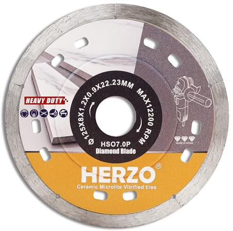 HERZO Disque Diamant pour Carrelage 125mm, Disque à Tronçonner Diamant pour coupe Carrelage Céramique Cérame（125 x 22,23 x 1.2 x 8 mm）