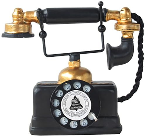 Téléphone de Décoratif Noire Rétro Miniature Résine en Modèle | Décor de Maison Miniature, pour Bureau et Mini Maison, Facile à Nettoyer Ranger