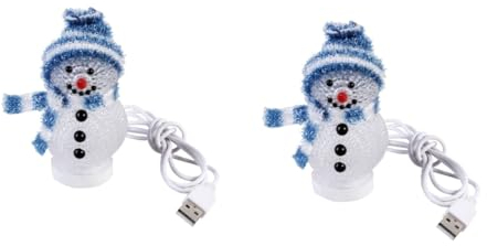 DOITOOL 2 Stück Bürodekoration Weihnachtsdekoration Tischdekoration Kristalldekoration Led-Dekoration Weihnachtsbeleuchtung Für Computer Schneemann Usb-Licht Tischlampe