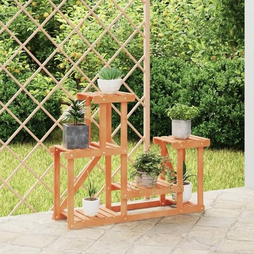 LAPOOH Blumenständer, Pflanzentreppe Outdoor, Blumentreppe Draußen, Pflanzenregal, Pflanzenständer, Blumenregal, Balkon Möbel, 90x25x73,5 cm Massivholz Tanne