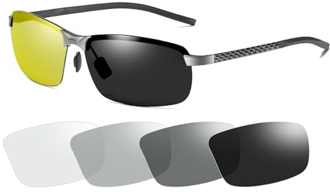 YIMI Gafas de Sol Hombre Deportivas Polarizadas Fotocromaticas Para Hombre y Mujer Conducción Ciclismo Moto Pesca Esqui Golf Running Deporte Al Aire Libre Rectangulares Protección 100% UVA UVB