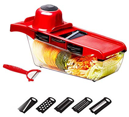 Picadora de verduras, cortadora de verduras en espiral, cortadora en cubitos, rallador de queso giratorio, cortadora de verduras, rallador de verduras multifunción 6 en 1, cortador de alimentos, picad