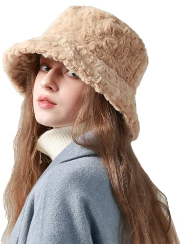 Damen Winter Fuzzy Faux Fur Bucket Hat Warme Kappe Slouchy Warmer Fisherman Hüte Für Frauen Bucket Hat Damen Teddy Fischerhut Mädchen Bucket Hat Teddy