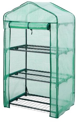 Top Home Solutions® Mini Greenhouse - 3 Tier Cold Frame With Green PE Cover, Roll-Up Zipped Door - Portable Greenhouse For Plants And Seedlings - Perfect for Outdoor Garden and Home