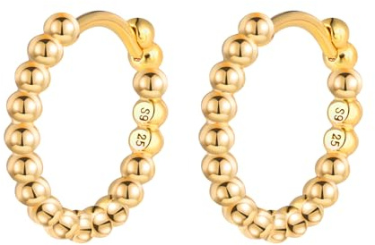 MOOFUN Klein Kugel Perlen Ohrringe Silber 925 Creolen Klein 10mm Ohrring Damen Ohrringe Ohringe Hoop Ohrschmuck für Mama Beste Freundin Teenager Mädchen Schwester Frauen Geschenk Geburtstagsgeschenk