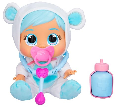 Cry Babies Loving Care Kristal, Babypuppe Kristal Loving Care mit 3 Accessoires zum Arzt Spielen, Pflegen und Umsorgen, sie weint echte Tränen, Spielzeug für Kinder ab 18 Monaten