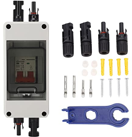 flexman DC 500 V Interruptor de Desconexión Solar, Interruptor de Desconexión de CC Impermeable con Caja de Distribución, Seccionador Fotovoltaico Pequeño al Aire Libre (40A)