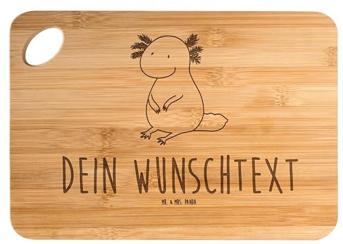 Mr. & Mrs. Panda Personalisiertes Schneidebrett Axolotl Niedlich - Personalisierte Geschenke, Axolot, Holzbrett Mit Gravur, Frühstücksbrett Namen, Liebe, Selber Gestalten, Fröhlich, Weisheit, Freundin
