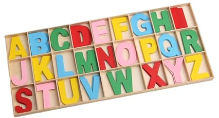 IKOPFLN 130 Stück (1 Sätze) Holzbuchstaben Großbuchstaben A-Z 3 cm,buchstaben holz,Wooden Alphabet, für Kunsthandwerk DIY Hochzeitsfeier Home Decoration Displays-Bunt