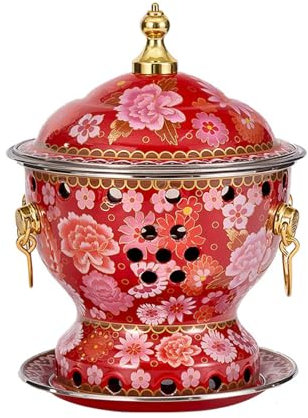HHCTEBEC Chafing Dishes, Kleiner Kupfertopf FüR Eine Person, Alter Peking-Hotpot Kleiner Dicker Kuh, Traditioneller Chinesischer Cloisonne-Hotpot für Familienessen Restaurants Herd,B