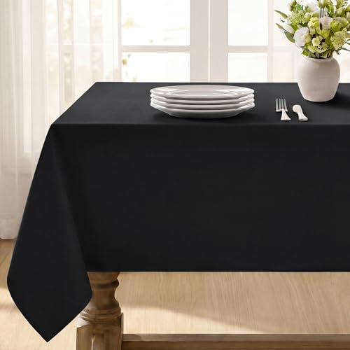 Softalker Black Table Cloth Wipe Clean Tablecloth Rectangular 140x200 cm Washable Stain Resistant Tablecloths Wrinkle Free Table Cover for Party Birthday Banquet Dining Table Decorations 55x78 Inch