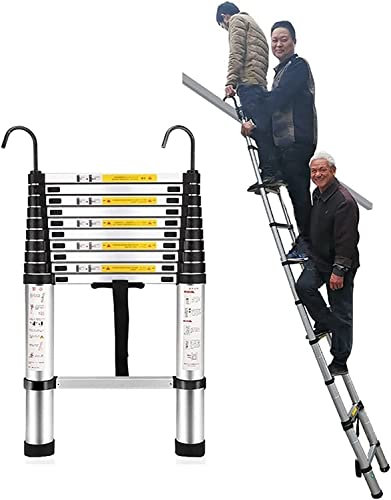 DLNTXFDG Scala telescopica in Alluminio con Gancio, 8 m/7 m/6 m/5 m/4 m/9,8 Piedi/2 m/1 m di Altezza, Scale telescopiche estensibili per tetti, Case, soppalchi, lavori all'aperto, carico 15