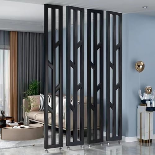 DIY Raumteiler Bildschirm, Freistehende Lamellenwand, Metall-Trennwand Mit Verstellbarem Fuß, für Home Office Hintergrund Bekleidungsgeschäfte Live-Streaming(Black,35cm/13.7in/1.14ft)