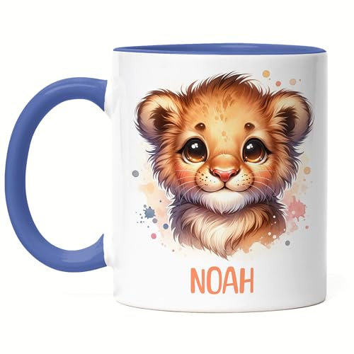 Kiddle-Design Kindertasse mit Namen Personalisiert, Personalisierte Tasse Kinder mit Waschbär, Namenstasse Waschbärtasse, Kinderbecher als Geschenk zur Taufe, Geburt Weihnachten - Emaille Tasse