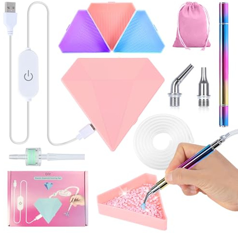 Elektrischer Diamond Painting Stift, Ergonomisch Leicht Metall Vakuum Diamond Painting Stift, Diamond Painting Zubehör Kein Klebewachs oder Kitt Nötig. Für Kunstliebhaber, Erwachsene und Kinder