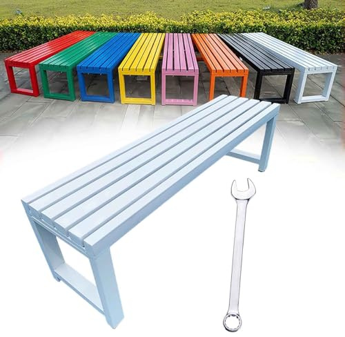 Generisch Gartenbank Wetterfest Sitzbank Outdoor 2-3-Sitzer Garten Balkon Bank Metall Gartenmöbel ParkBänke Ohne Lehne 100cm 120cm 150cm 180cm(Weiß,L-120cm)
