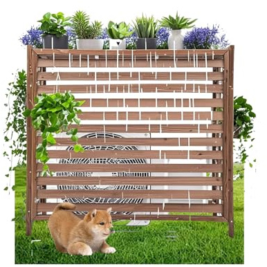 HUFIREHU ClôTure De Climatisation Bois Cache Clim Bois Cache Pompe A Chaleur ExtéRieur ClôTure pour Unité De Climatisation Couverture Rustique pour Climatisation Et PréSentoir(85 * 35 * 75cm)