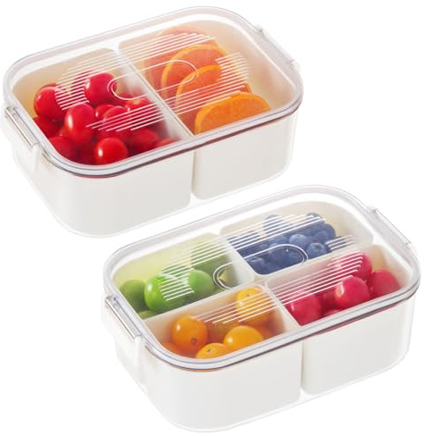 Luxear Snackbox mit 6 Fächern, 2 Set Snackschale Kinder, Snackteller mit Deckel, Wiederverwendbare Portable Snack Box Snackdose für Snacks Nüsse Obst Gewürze Trips Party Picknick, Spülmaschinenfest