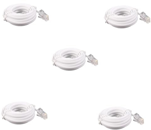 Uikdjgu 5X di Prolunga Internet per Telefono Modulare da RJ11 6P4C A RJ45 8P4C da 3 Metri
