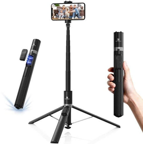 K&F CONCEPT 69 Selfie Stick, Pop Open & Quick Fold Phone Tripod, 360° Rotatable Selfie Stick with 9 Button Bluetooth Remote, Cell Phone Tripod for Travel, Live Streaming, Vloggers