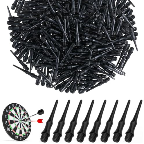 YAZWUR 200 Pezzi Punte Soft per Freccette, Punte in Plastica per Freccette di Ricambio, Estremamente Resistenti e Durature (Nero)