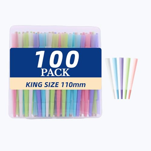 100 PCS XXL Cones, Vorgedrehte Konisch Hülsen in 5 Farben, 110mm KING SIZE, Pre Rolled Blättchen, Rolling Long Papers, Longpapers mit Tips