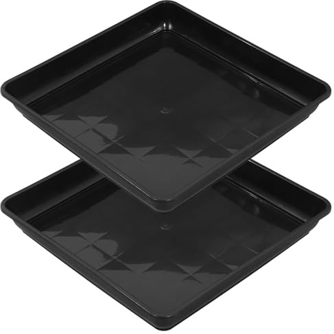 Housoutil 2 Pezzi Sottovasi per Piante in Plastica PP Resistente 40X40 CM Vassoi Quadrati Antigoccia per Piante da Interno ed Esterno Vaschette Raccolta Acqua per Vasi da Fiori