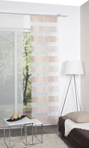 BB-Toy-Trades Cortina corredera Cortina Gardina Panel de ventana Cortina de panel Cortina corredera con rayas transversales y carro de panel 60 x 245 cm en beige