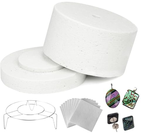 Bemonew 22-teiliges Mikrowellen-Brennofen-Set 7, 7 × 4, 3 Zoll Mini-Brennofen mit 10 Platten und Dichtungen für Töpferei Glasfusion Schmuck-DIY-Bastelarbeiten