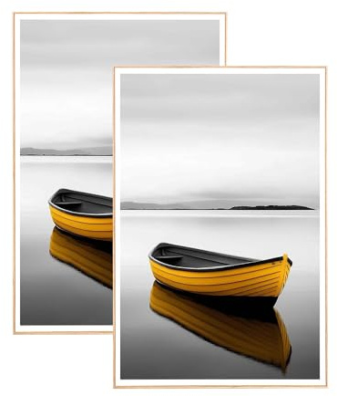 Baoee 40x60cm Eiche Weiß Bilderrahmen,2er Set,40x60cm Rahmen,Posterrahmen